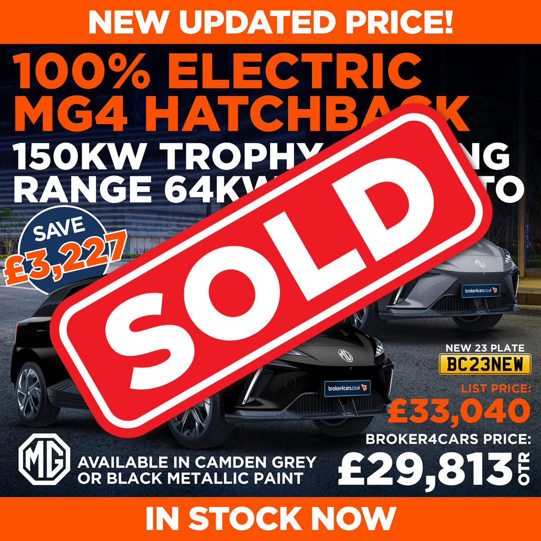 100% Electric MG4 Hatchback. 150kW Trophy EV Long Range 64kW/h 5DR Auto. SOLD